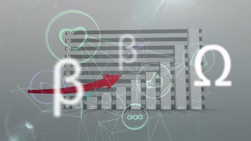 Animation des symboles mathématiques et Internet des connexions avec le flottement social d'icônes illustration libre de droits