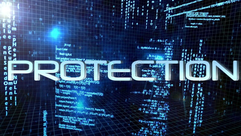 Animation of different computer virus terms with blue matric on the background. Computer matrix video