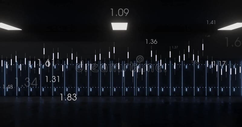 Animation of digital data processing over computer servers royalty free illustration