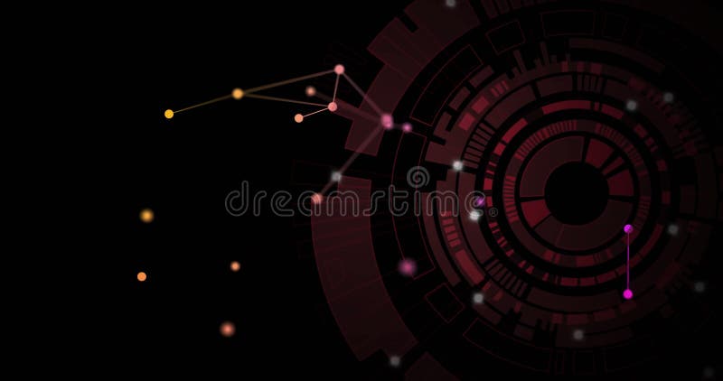 Animation of digital data processing over scope scanning stock video footage