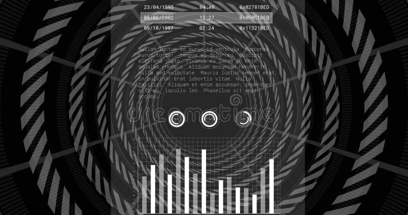 Animation of digital data processing over scope scanning stock video