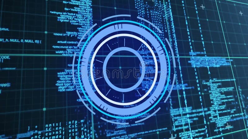 Animation of digital data processing over scope scanning stock video