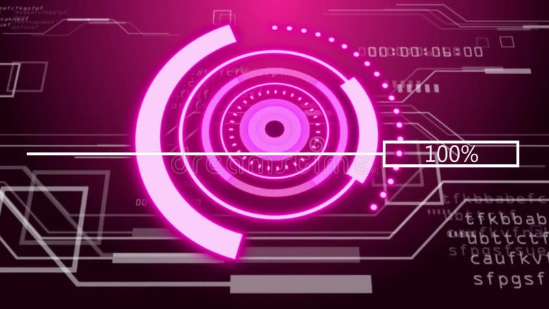 Animation of digital data processing over scope scanning vector illustration