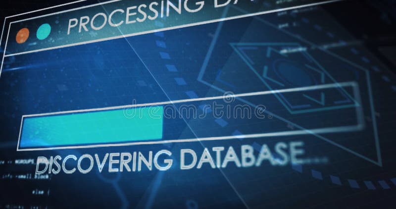 Animation of digital data processing and text over networks of connections royalty free illustration