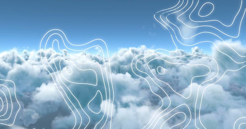 Animation digital shapes moving over clouds royalty free illustration