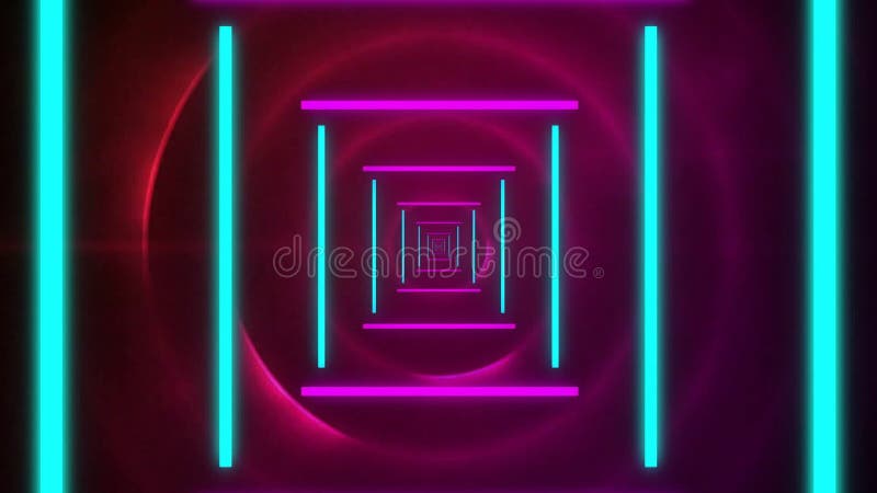 Animation of digital tunnel over pink neon circles royalty free illustration