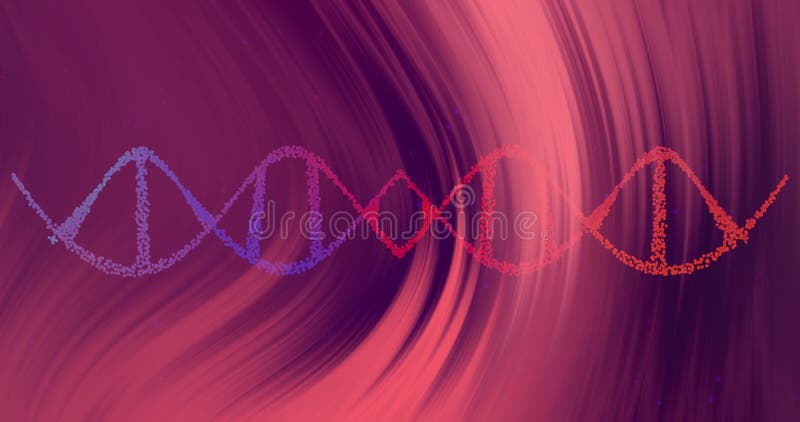 Animation of dna strand over red lines on black background royalty free illustration
