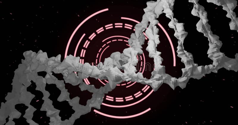 Animation of dna strand over scope scanning stock illustration