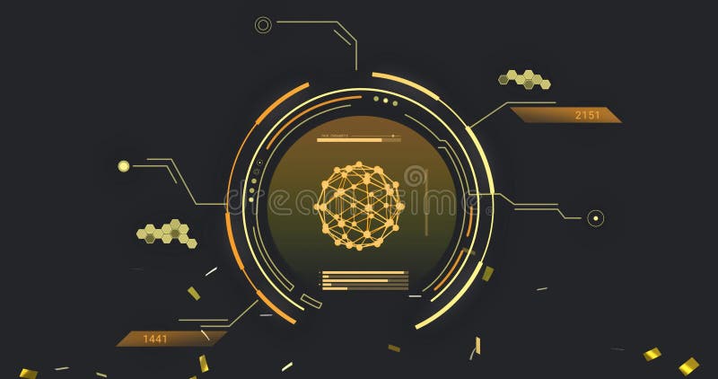 Animation du réseau de connexions avec des formes sur confetti illustration stock