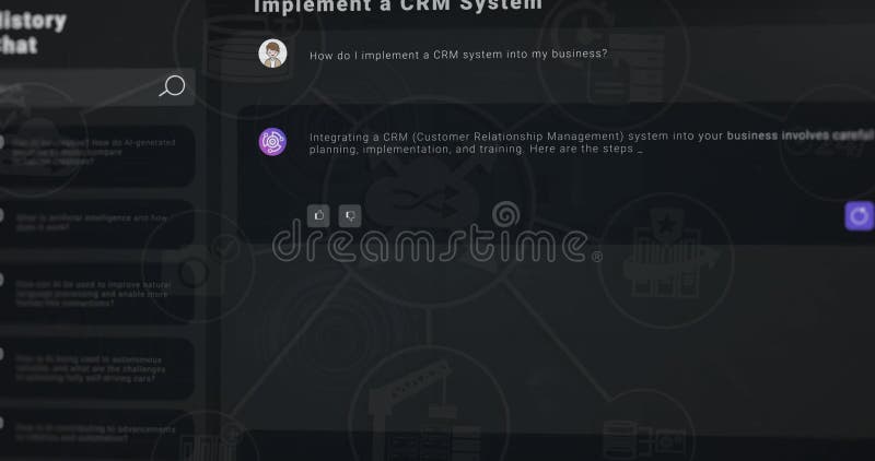 Animation du réseau de connexions avec les icônes via le tchat sur ai illustration stock