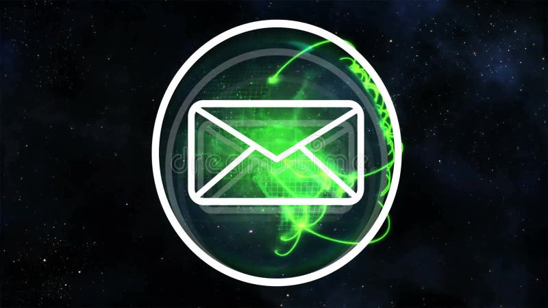 Animation du réseau de connexions et du globe avec icône email illustration de vecteur