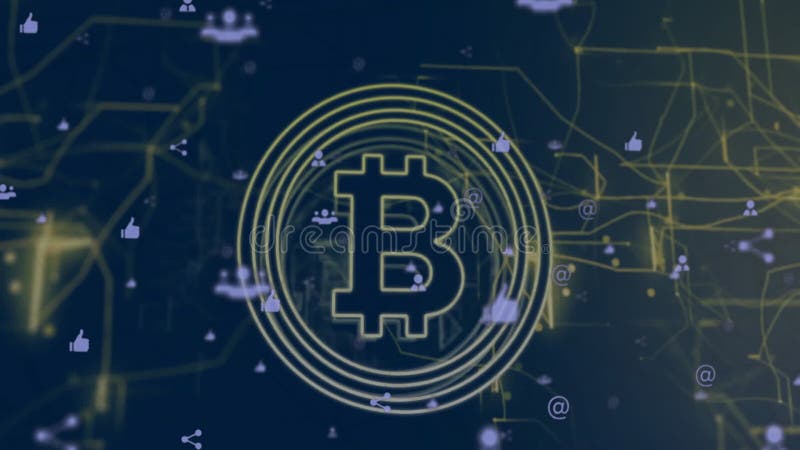 Animation du réseau de connexions et signe bitcoin illustration de vecteur