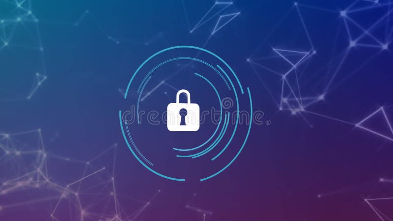 Animation du réseau de connexions sur cadenas avec cercles illustration de vecteur