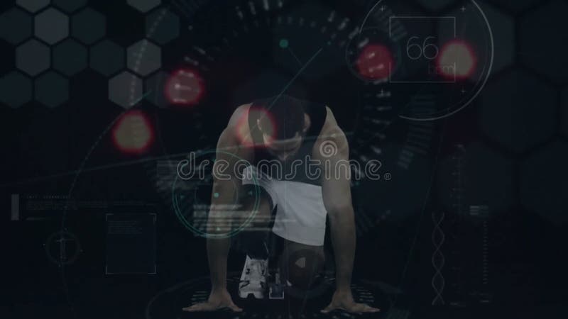 Animation du réseau de connexions sur le coureur mâle caucasien illustration stock