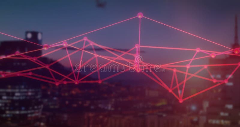 Animation du réseau de connexions sur le paysage urbain clips vidéos