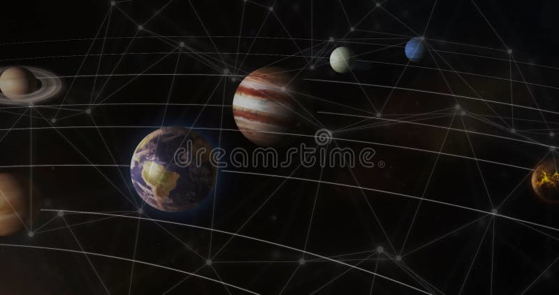 Animation du réseau de connexions sur les planètes illustration libre de droits