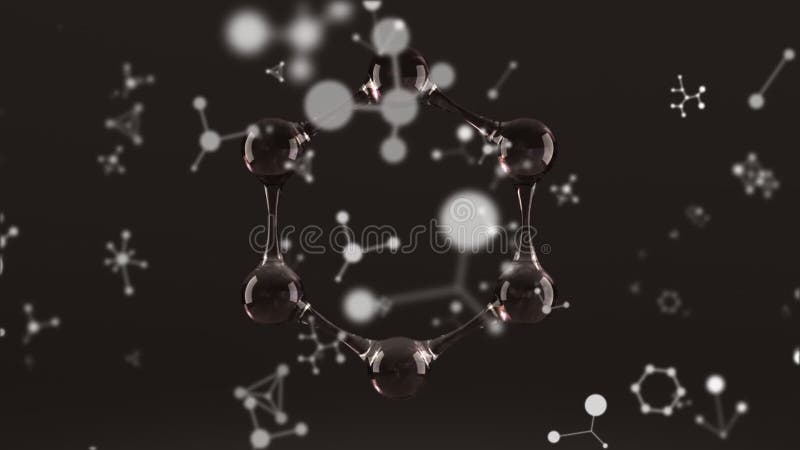 Animation du réseau des connexions et des formes noires sur un fond noir illustration de vecteur