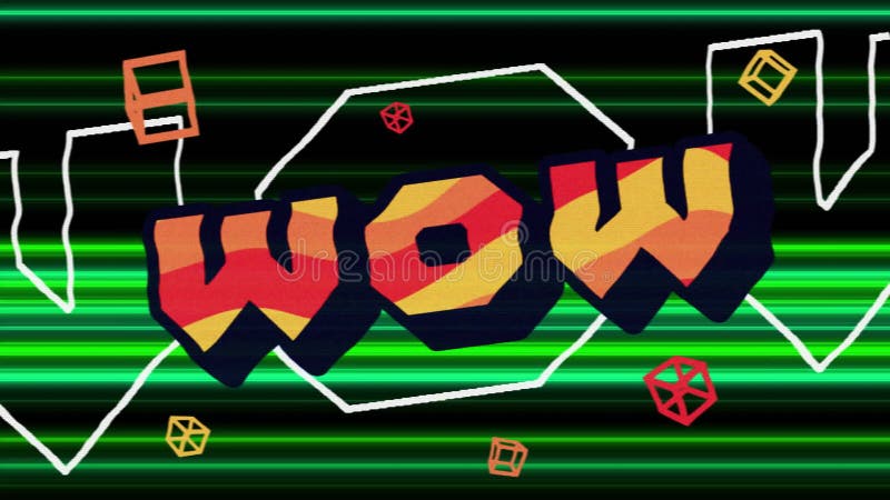 Animation du texte de wow sur les formes vertes clips vidéos