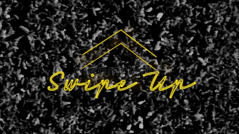 Animation du texte du néon jaune scintillant tourbillonnant sur la texture de l'herbe monochrome illustration de vecteur