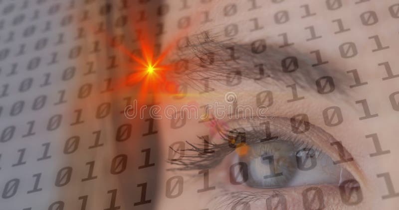 Animation du traitement de codage binaire avec point lumineux illustration libre de droits
