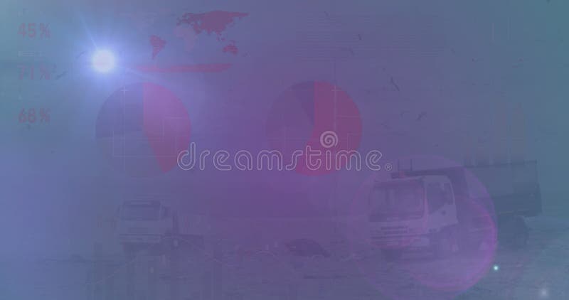 Animation du traitement des données financières par camion illustration stock