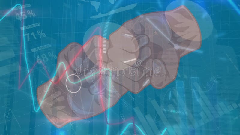 Animation du traitement des données financières sur deux poings illustration libre de droits