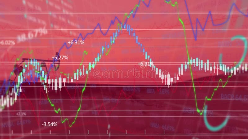 Animation du traitement des données financières sur le terrain pétrolier illustration de vecteur