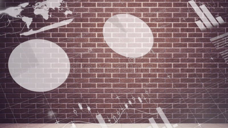 Animation du traitement des données financières sur mur de briques illustration libre de droits