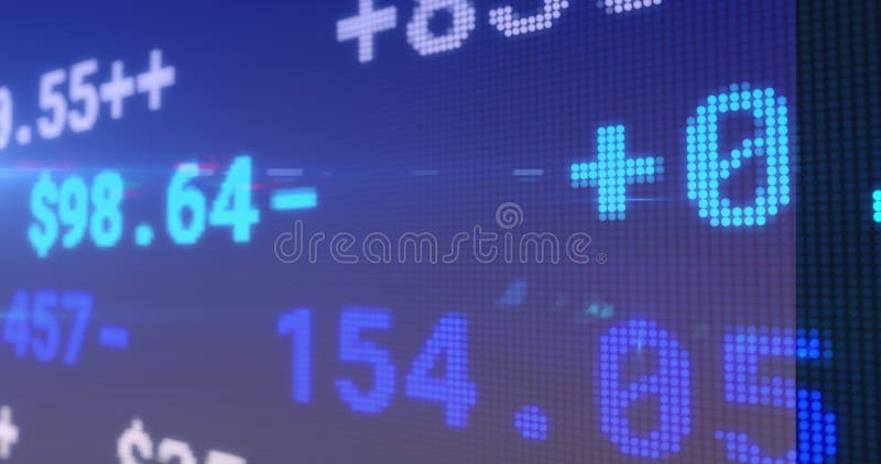 Animation du traitement des données financières sur écran bleu illustration stock