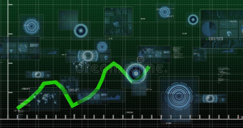 Animation du traitement des données sur l'analyse de l'étendue sur fond noir illustration de vecteur
