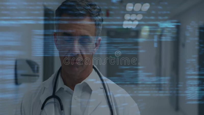 Animation du traitement des données sur l'écriture d'un médecin mâle caucasien banque de vidéos