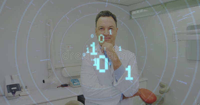 Animation du traitement des données sur le dentiste mâle caucasien clips vidéos