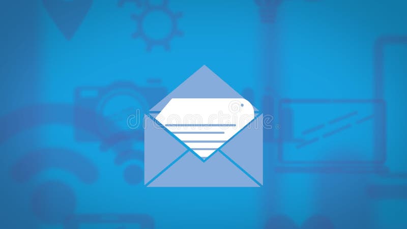 Animation of email icon in blue background vector illustration