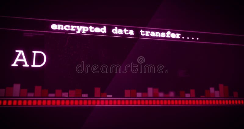 Animation of encrypted data transfer flashing digital interface royalty free illustration