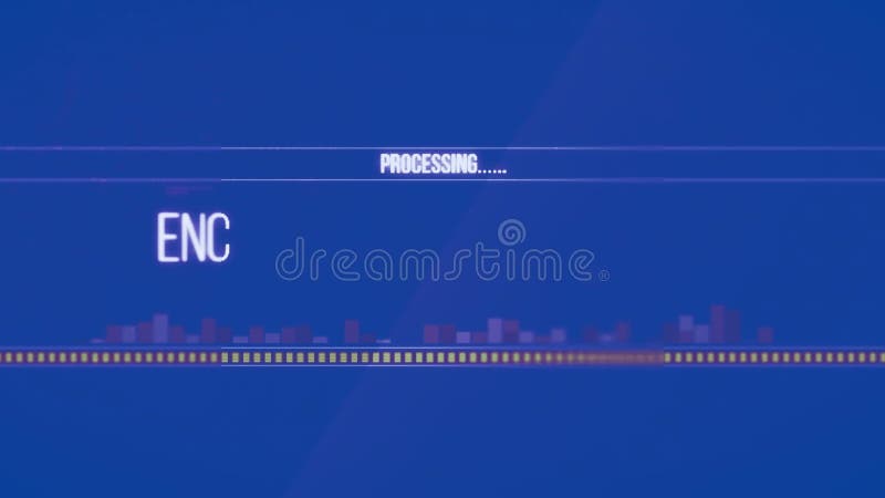 Animation of encrypted data transfer text and data processing against blue background royalty free illustration