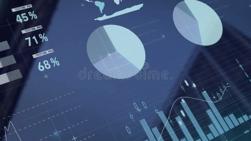 Animation of financial data processing cityscape stock video