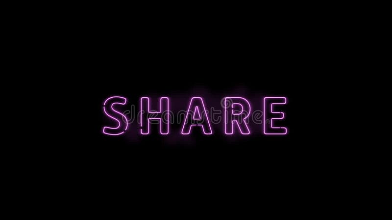 Animation flackernder Neon-Share-Text auf schwarzem Hintergrund stock abbildung