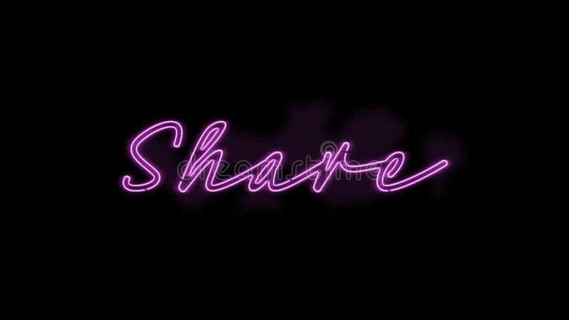 Animation flackernder Neon-Share-Text auf schwarzem Hintergrund stock abbildung