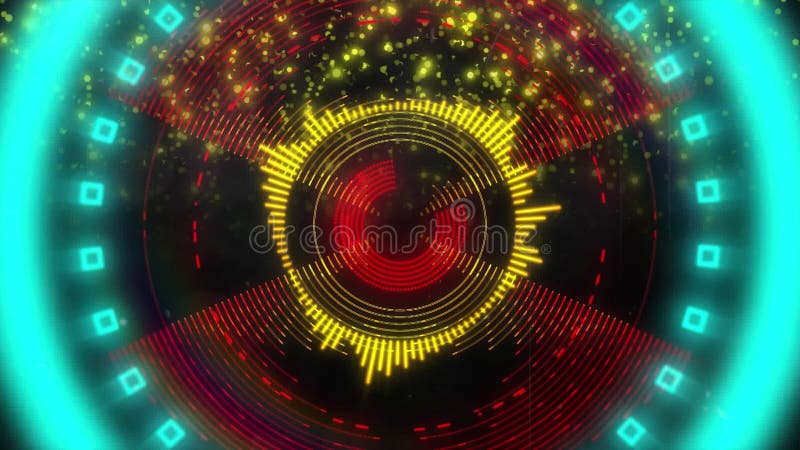 Animation of Flashing Red and Yellow Lights Pattern and Shapes Moving