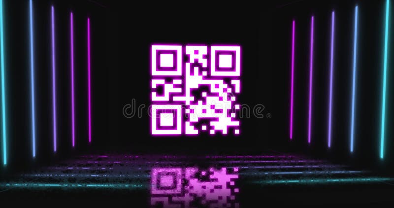 Animation of flickering white QR code vector illustration