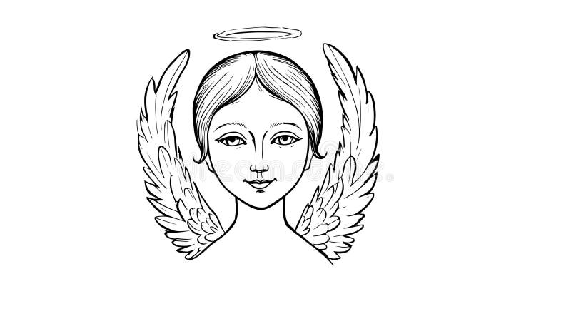 Animation forme un croquis d'une icône d'ange illustration stock