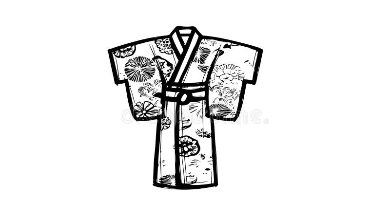 Animation forme un croquis d'une icône de chemise kimono illustration de vecteur