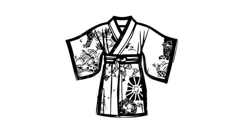 Animation forme un croquis d'une icône de chemise kimono illustration de vecteur