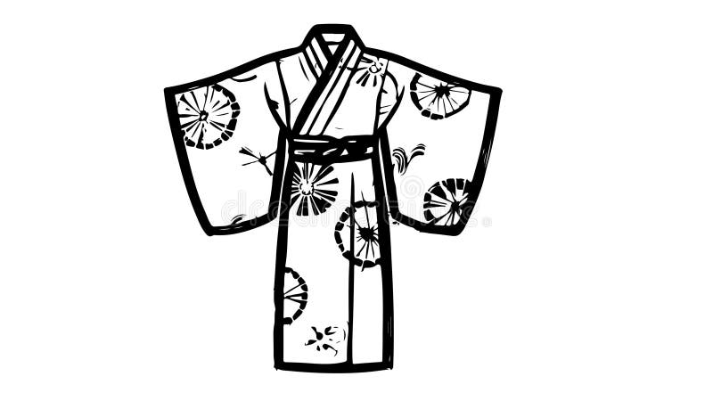 Animation forme un croquis d'une icône de chemise kimono illustration stock