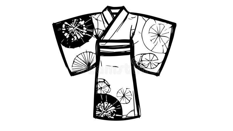 Animation forme un croquis d'une icône de chemise kimono illustration de vecteur