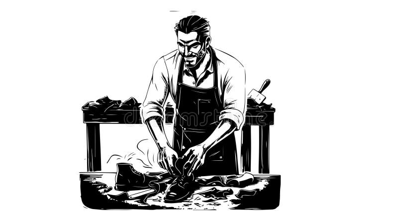 Animation forme un croquis d'une icône de cordonnier illustration de vecteur