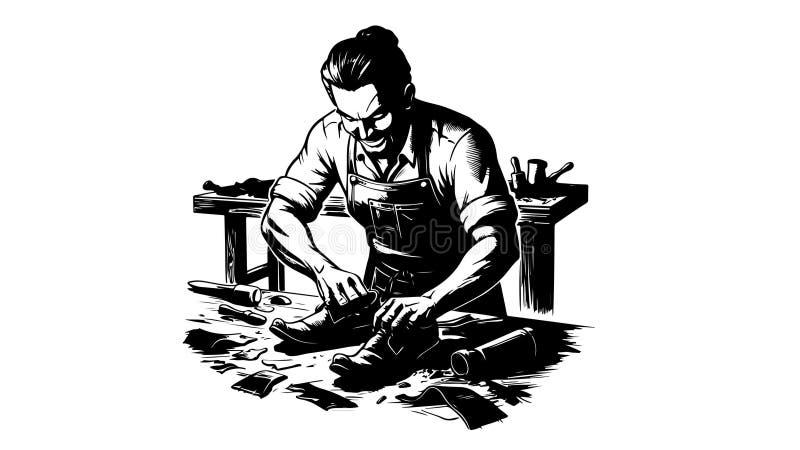 Animation forme un croquis d'une icône de cordonnier illustration de vecteur