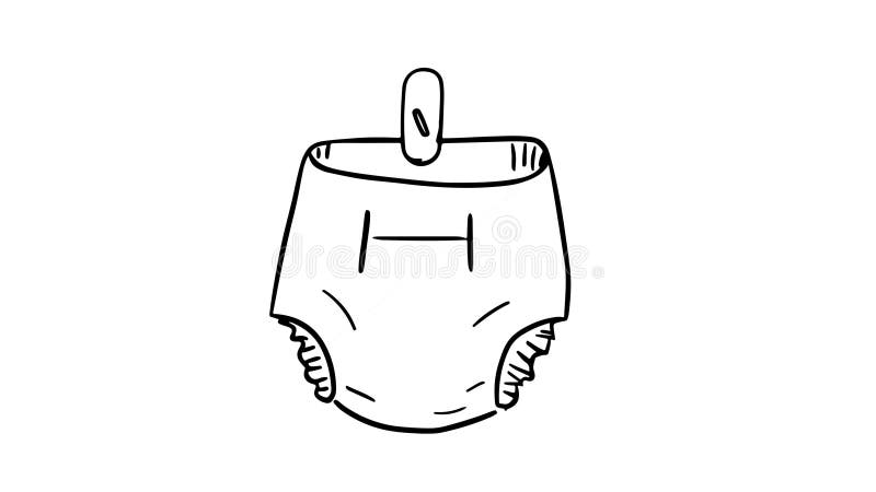 Animation forme un croquis d'une icône de couche bébé illustration stock