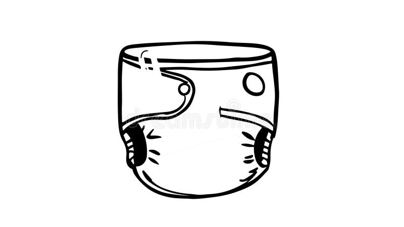 Animation forme un croquis d'une icône de couche bébé illustration libre de droits
