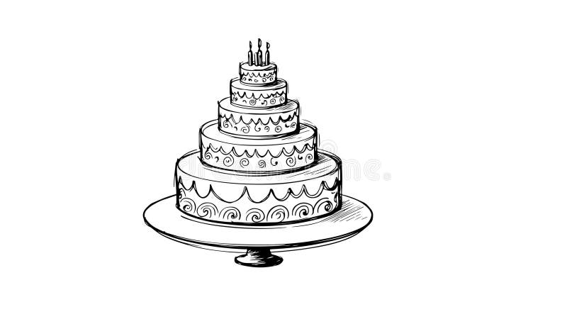 Animation forme un croquis d'une icône de gâteau de tarte illustration de vecteur